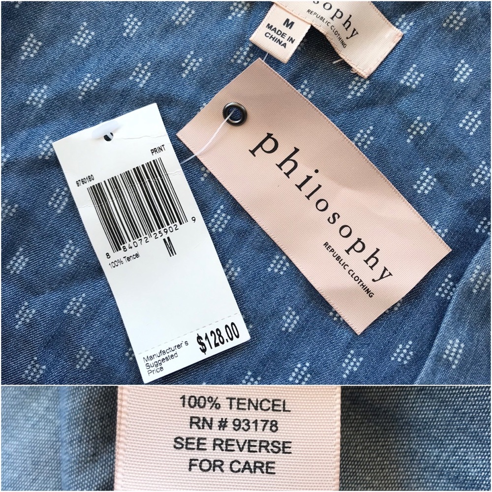 Philosophy Chambray Patterned Shift Tank Dress - image 4